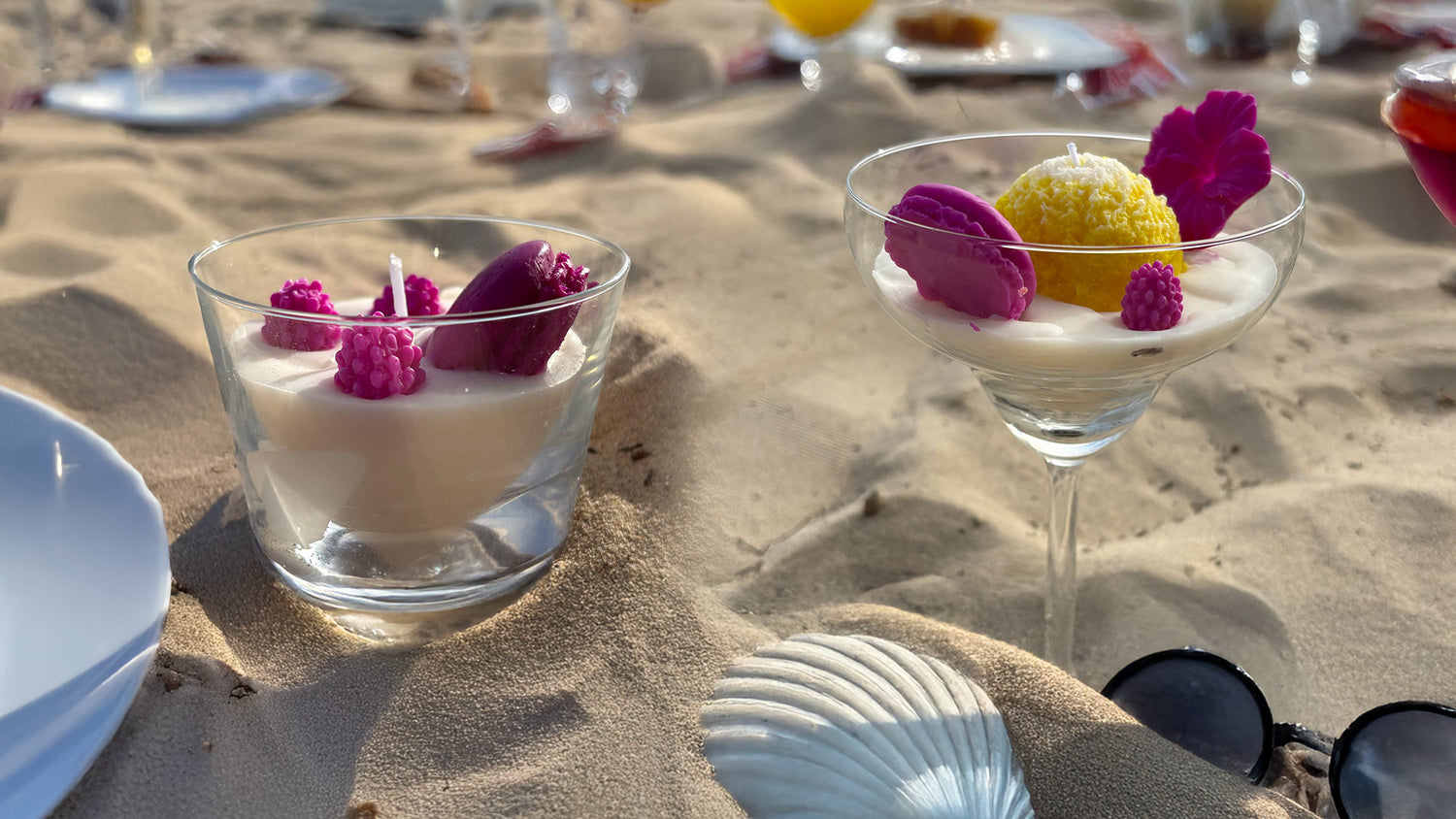 bougies Fresh'heure dans le sable
